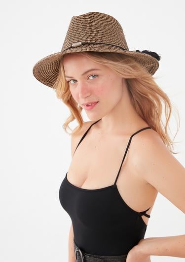  Mavi Püskül Detaylı Hasır Şapka 198401-33267