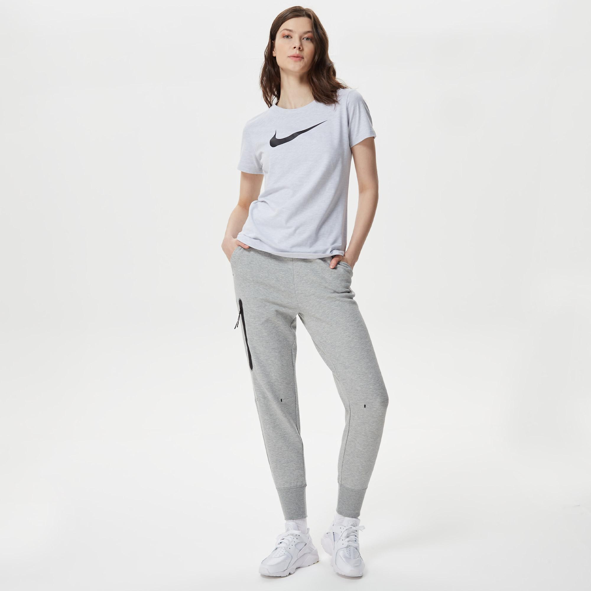 Nike Sportswear Tech Fleece Essential High Rise Print Kadın Gri Eşofman Altı