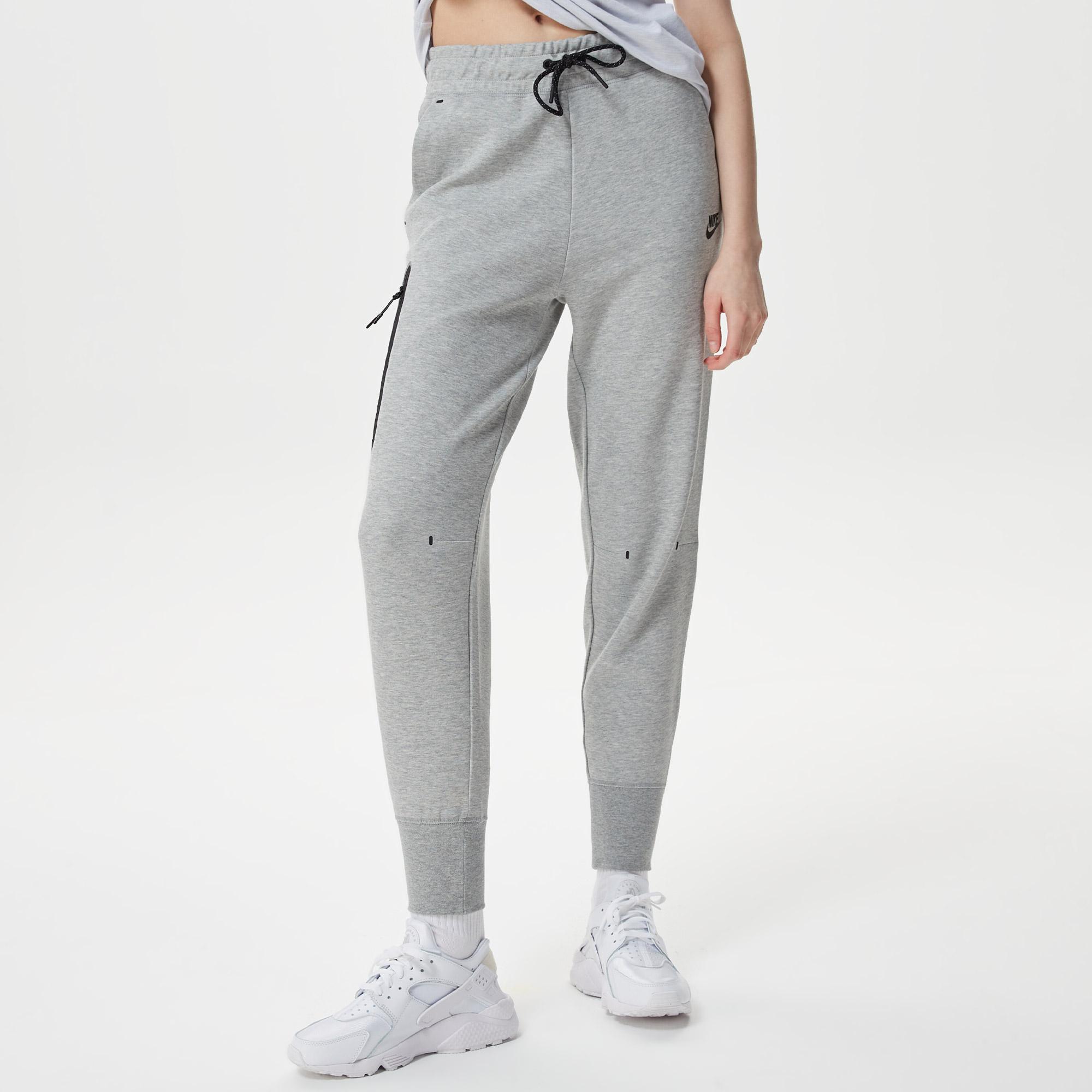 Nike Sportswear Tech Fleece Essential High Rise Print Kadın Gri Eşofman Altı