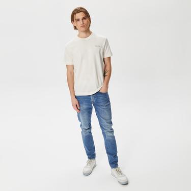  Calvin Klein Micro Logo Interlock Erkek Beyaz T-Shirt