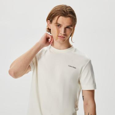  Calvin Klein Micro Logo Interlock Erkek Beyaz T-Shirt