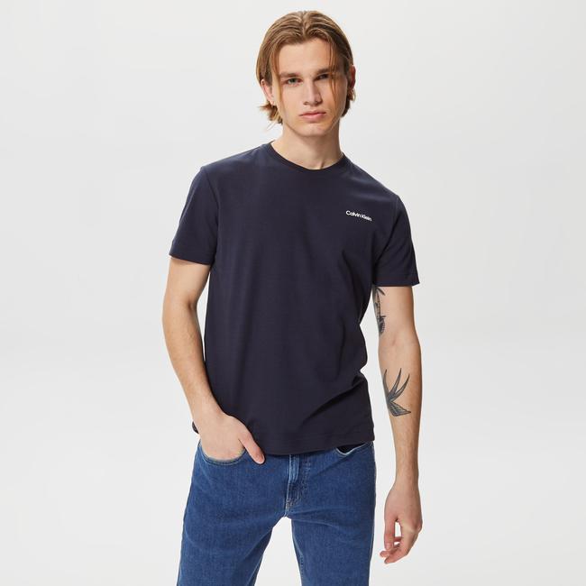  Calvin Klein Micro Logo Interlock Erkek Mavi T-Shirt