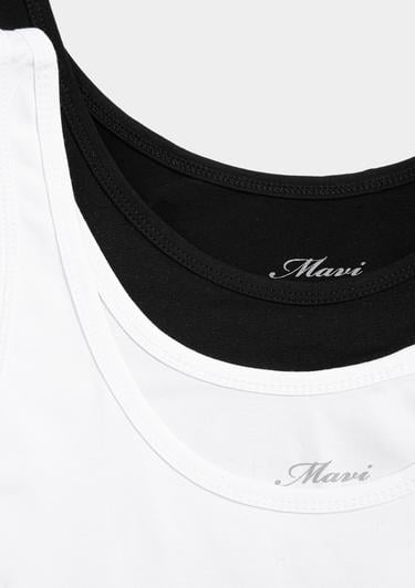  Mavi 2li Basic Kadın Tişört Fitted / Vücuda Oturan Kesim 1611367-900