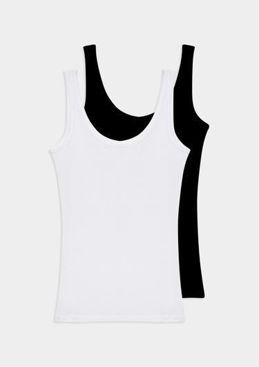  Mavi 2li Basic Kadın Tişört Fitted / Vücuda Oturan Kesim 1611367-900