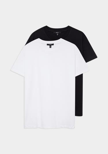  Mavi 2li Kadın Basic Tişört Loose Fit / Bol Rahat Kesim 1611366-900