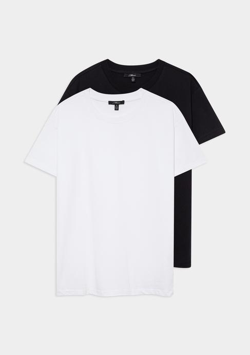  Mavi 2li Kadın Basic Tişört Loose Fit / Bol Rahat Kesim 1611366-900