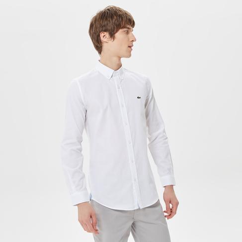  Lacoste Erkek Slim Fit Düğmeli Yaka Beyaz Gömlek