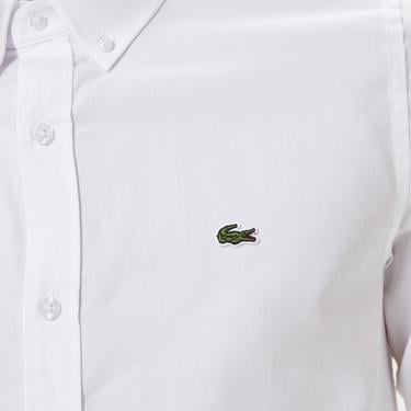  Lacoste Erkek Slim Fit Düğmeli Yaka Beyaz Gömlek