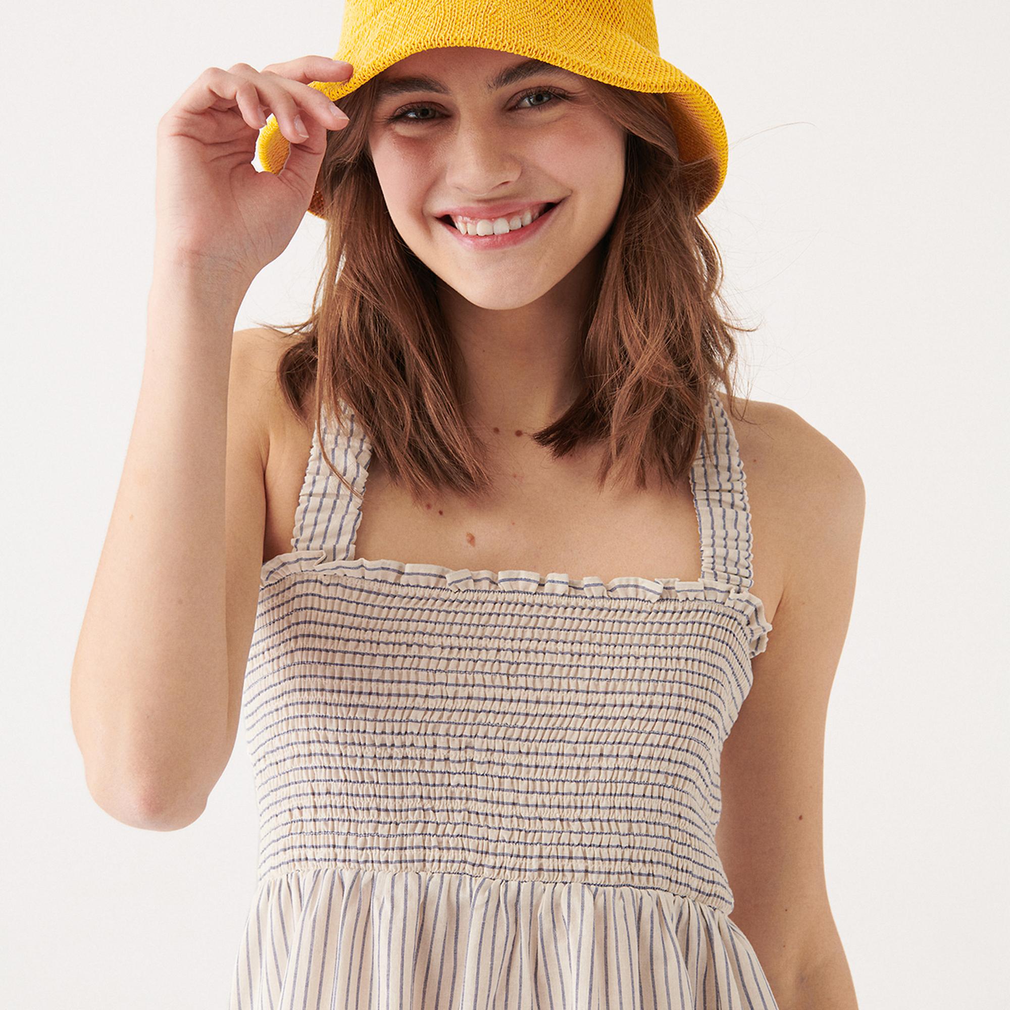 Mavi Sarı Hasır Bucket Şapka 1910080-34333