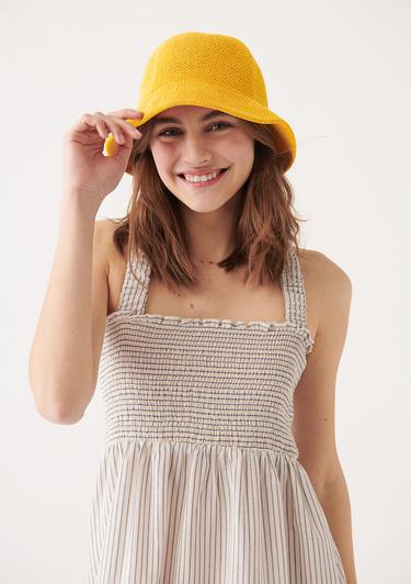  Mavi Sarı Hasır Bucket Şapka 1910080-34333