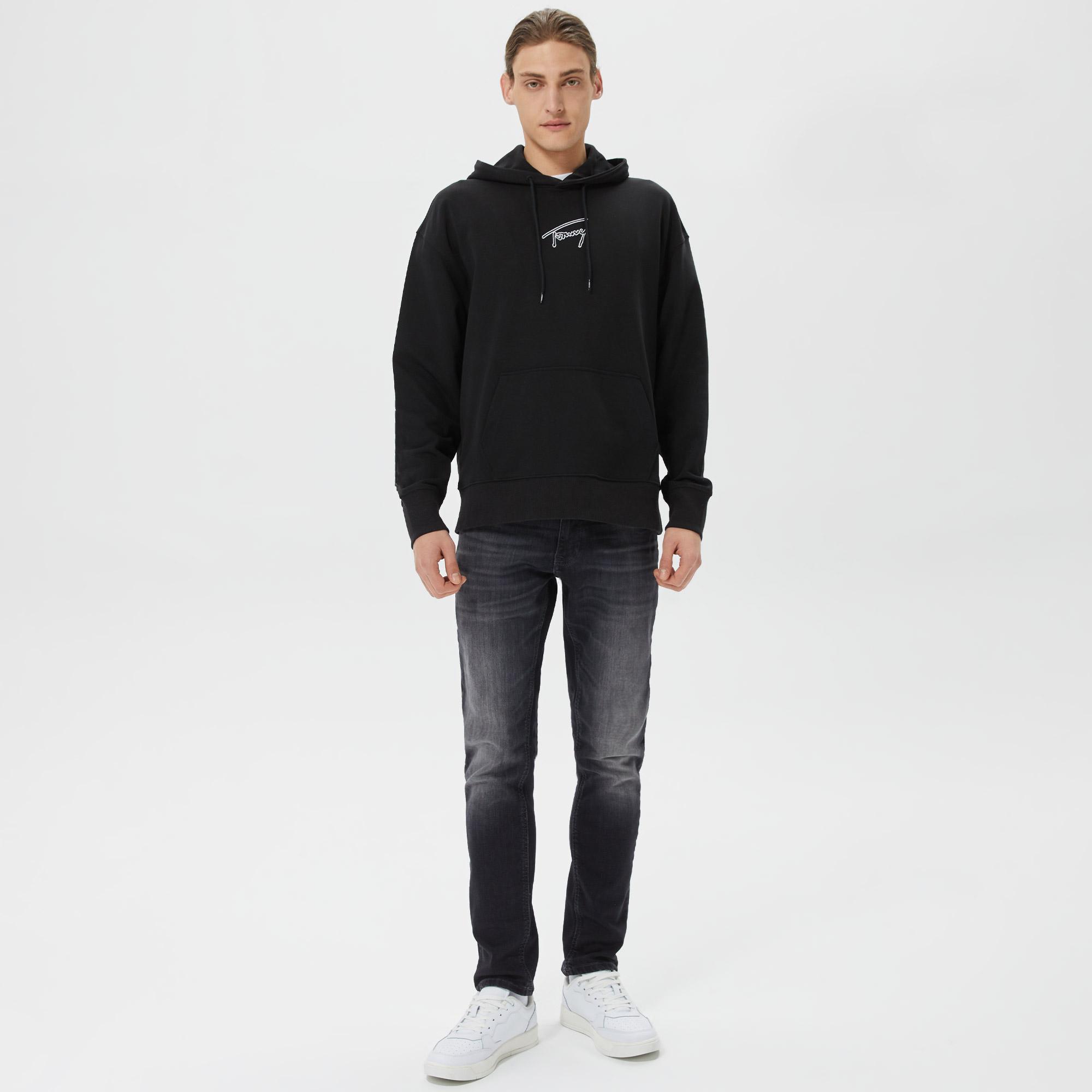 Tommy Jeans Relaxed Signature Erkek Siyah Sweatshirt