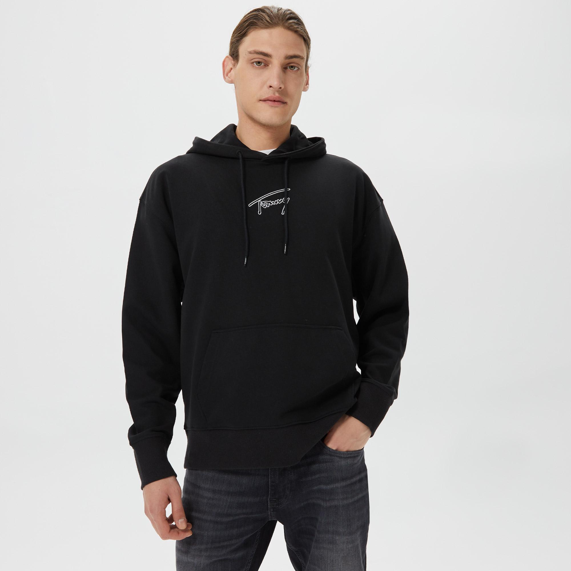 Tommy Jeans Relaxed Signature Erkek Siyah Sweatshirt