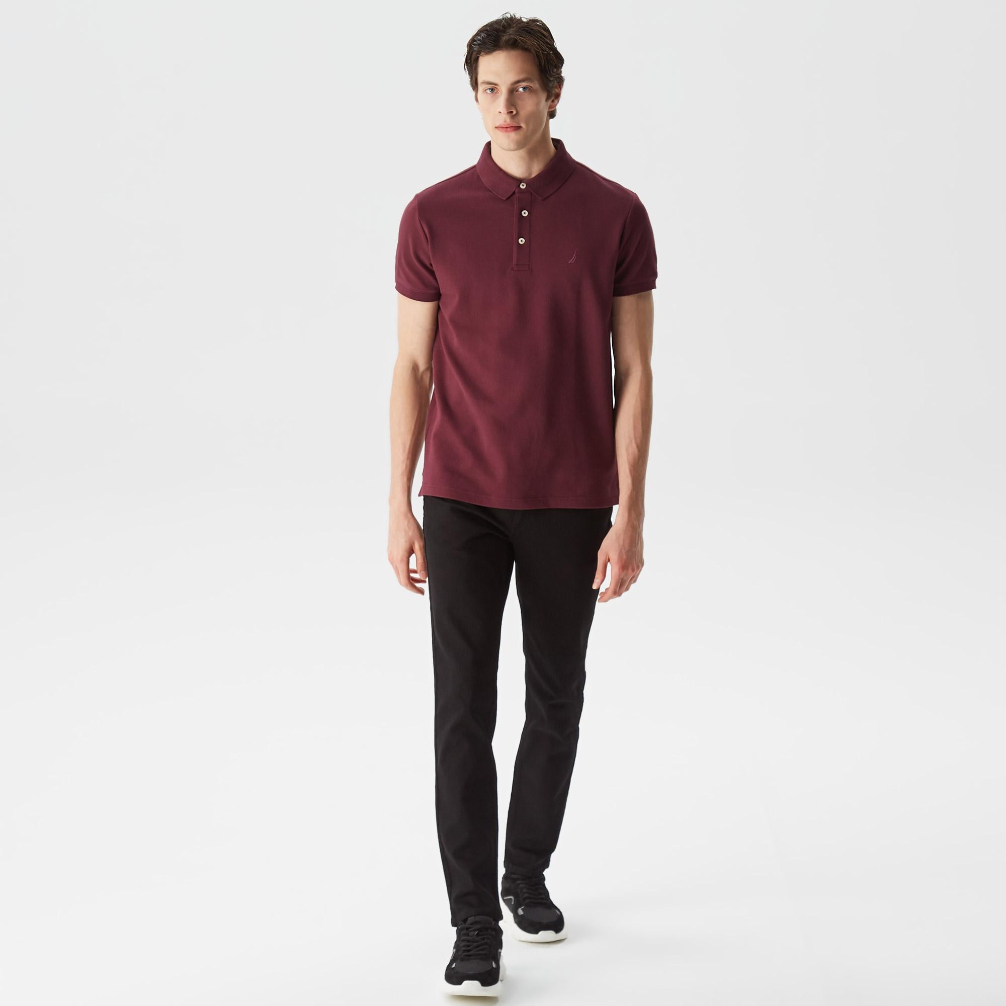 Nautica Erkek Bordo Slim Fit Kısa Kollu Polo