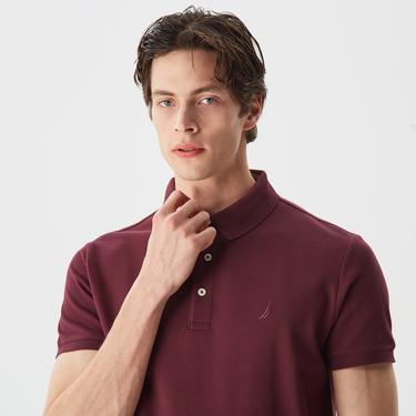  Nautica Erkek Bordo Slim Fit Kısa Kollu Polo