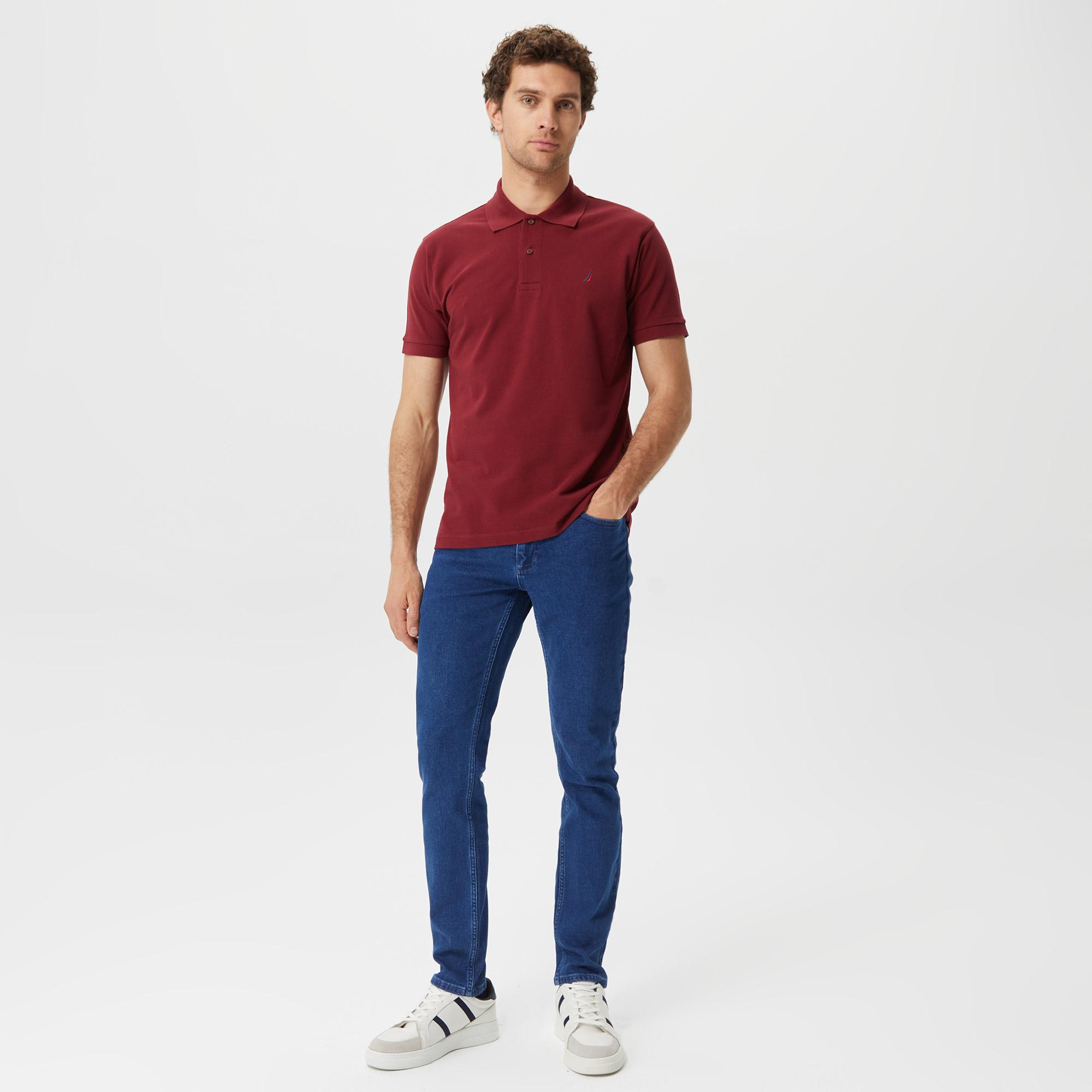 Nautica Erkek Bordo Classic Fit Kısa Kollu Polo