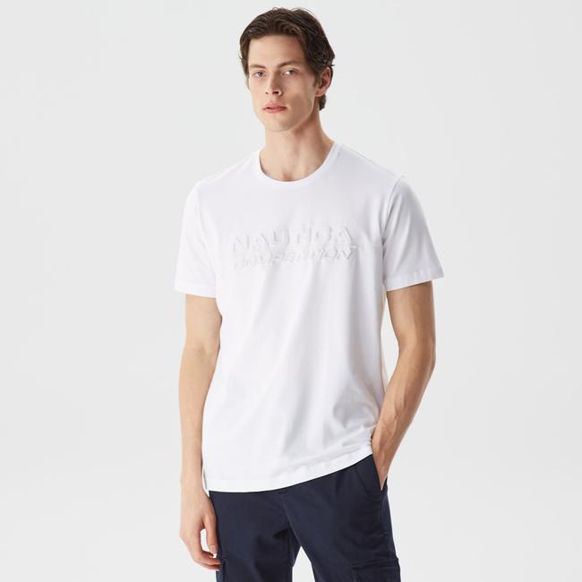  Nautica Erkek Beyaz Standart Fit T-Shirt