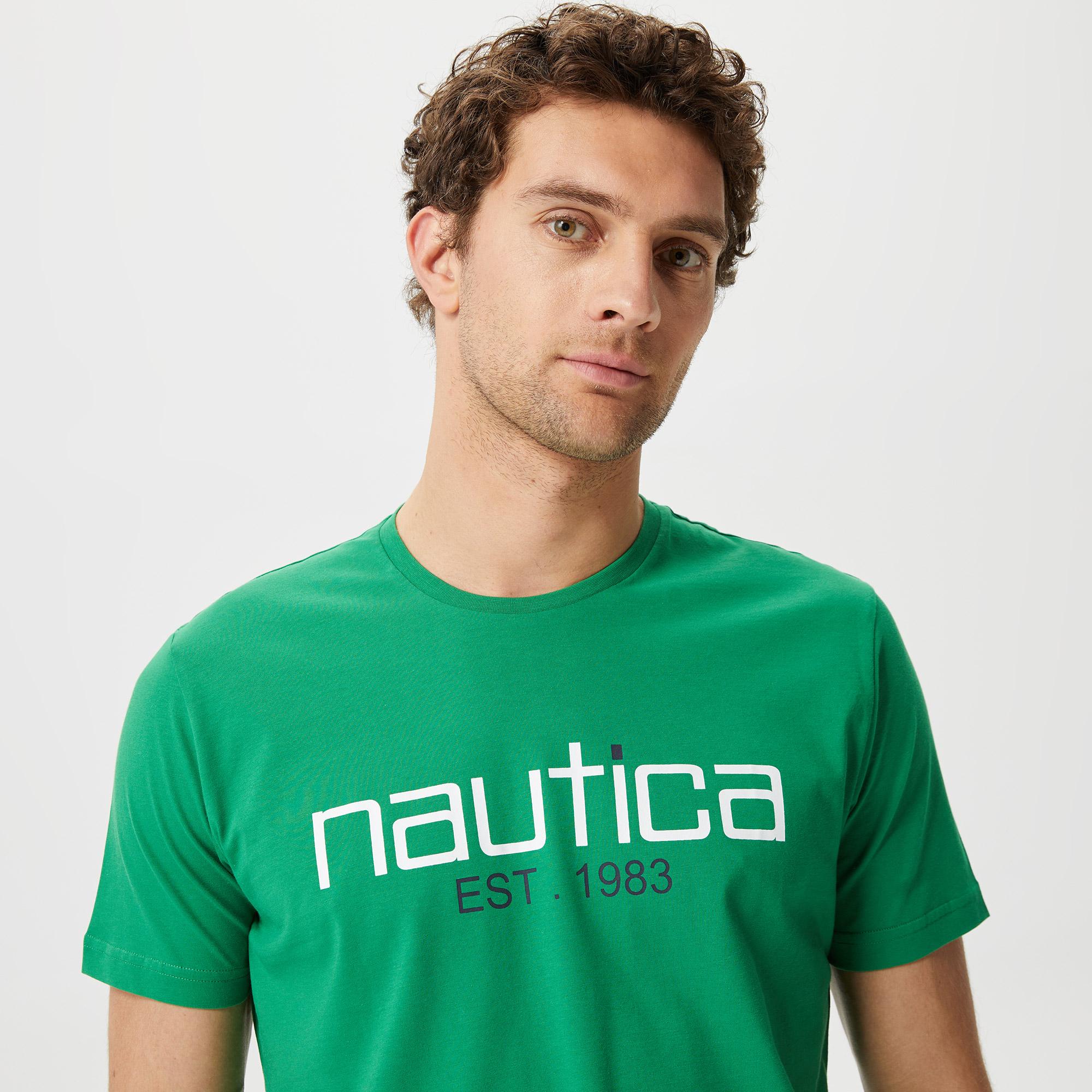 Nautica Erkek Yeşil Desenli Standart Fit T-Shirt