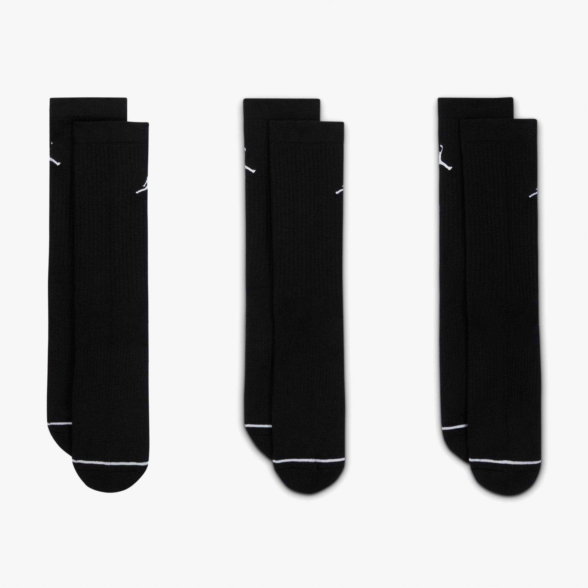 Jordan Cush Poly 3' lü Unisex Siyah Çorap
