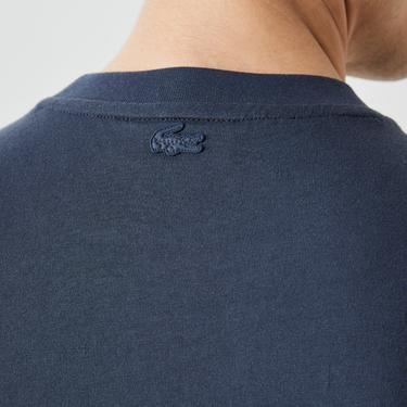  Erkek Relaxed Fit Bisiklet Yaka Renk Bloklu Beyaz T-Shirt