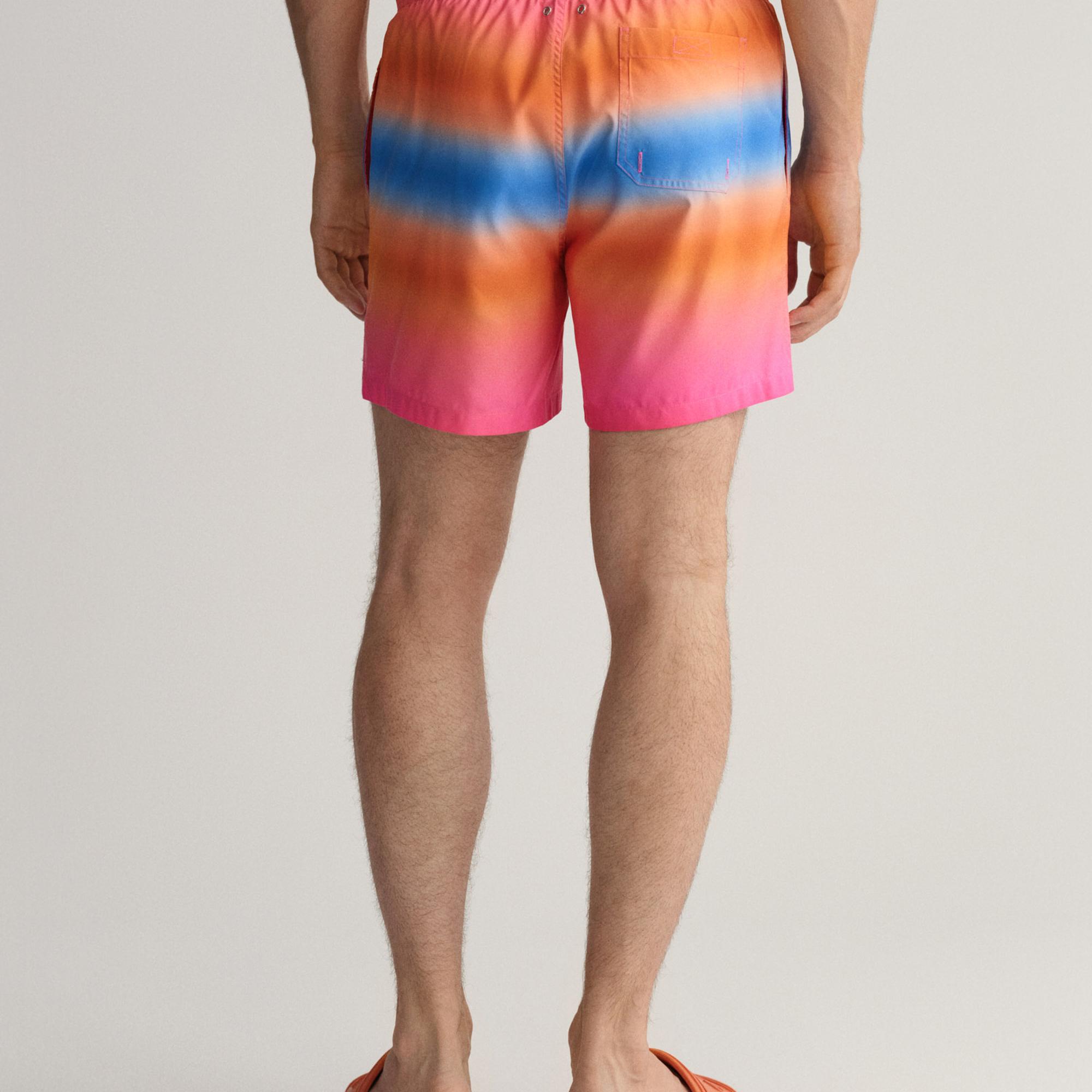 GANT Erkek Pembe Classic Fit Desenli Mayo Şort