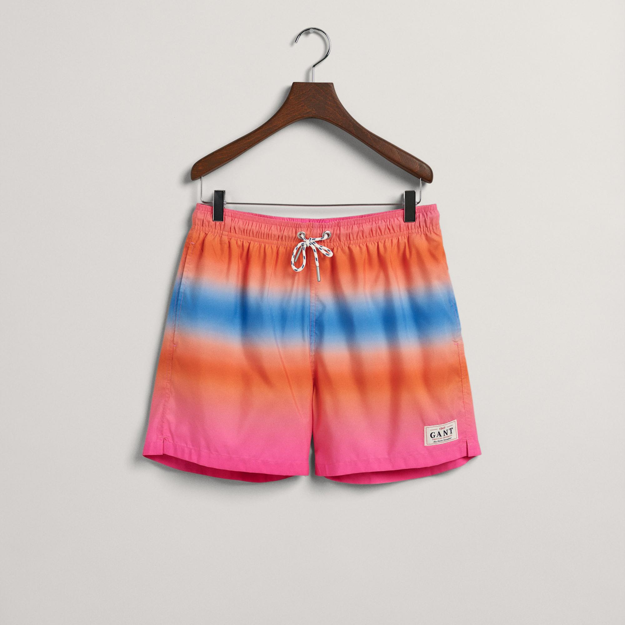 GANT Erkek Pembe Classic Fit Desenli Mayo Şort