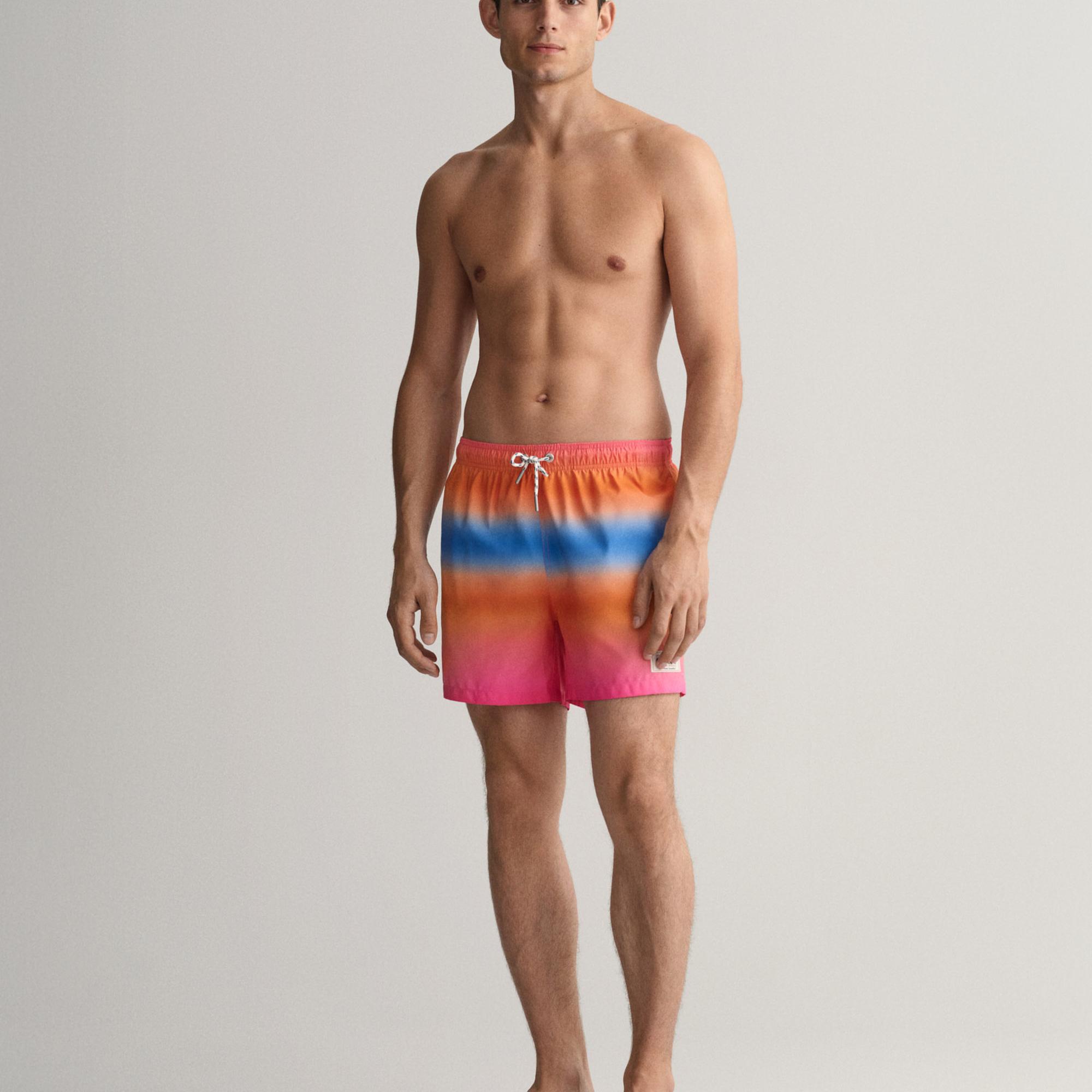 GANT Erkek Pembe Classic Fit Desenli Mayo Şort