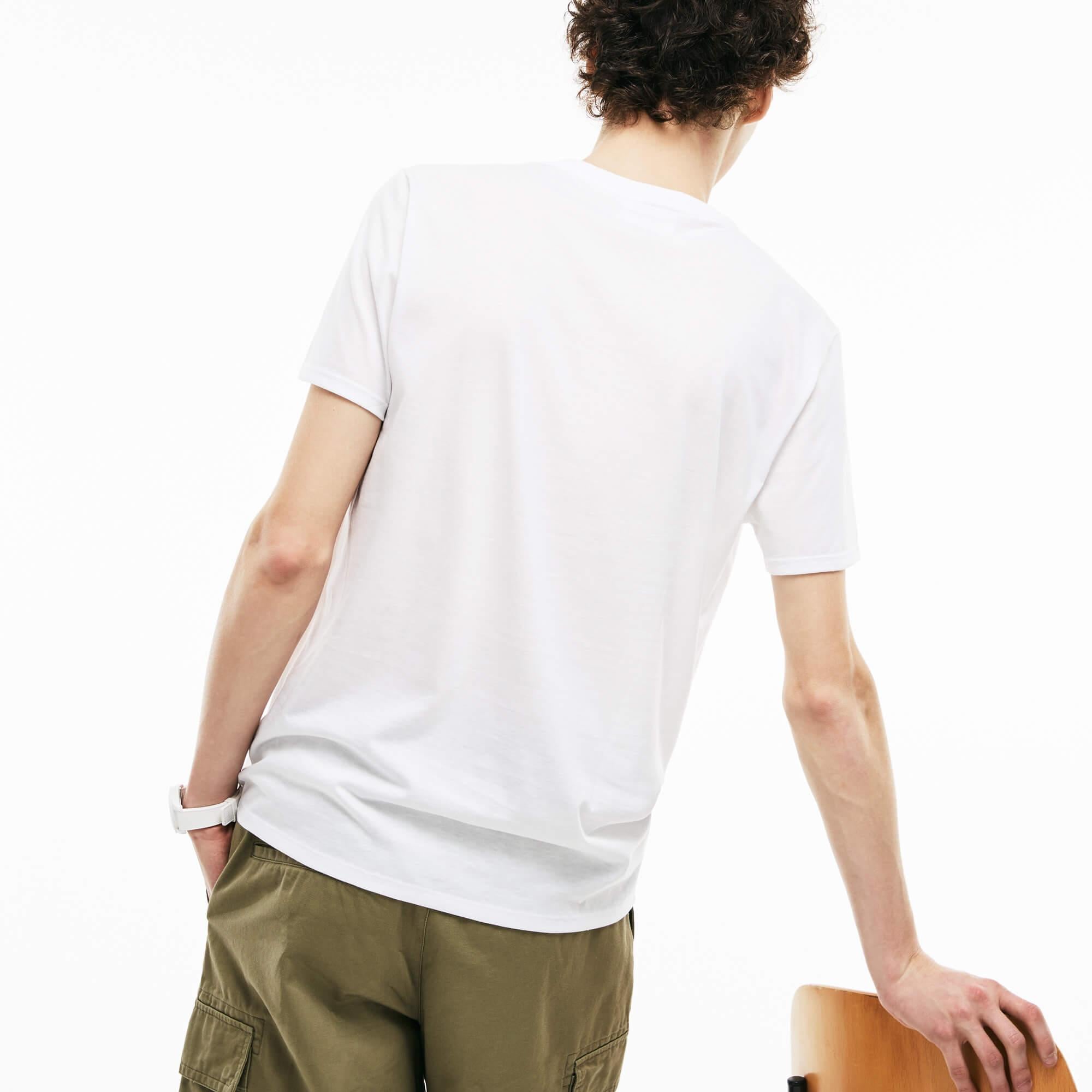 Erkek Regular Fit V Yaka Beyaz T-Shirt