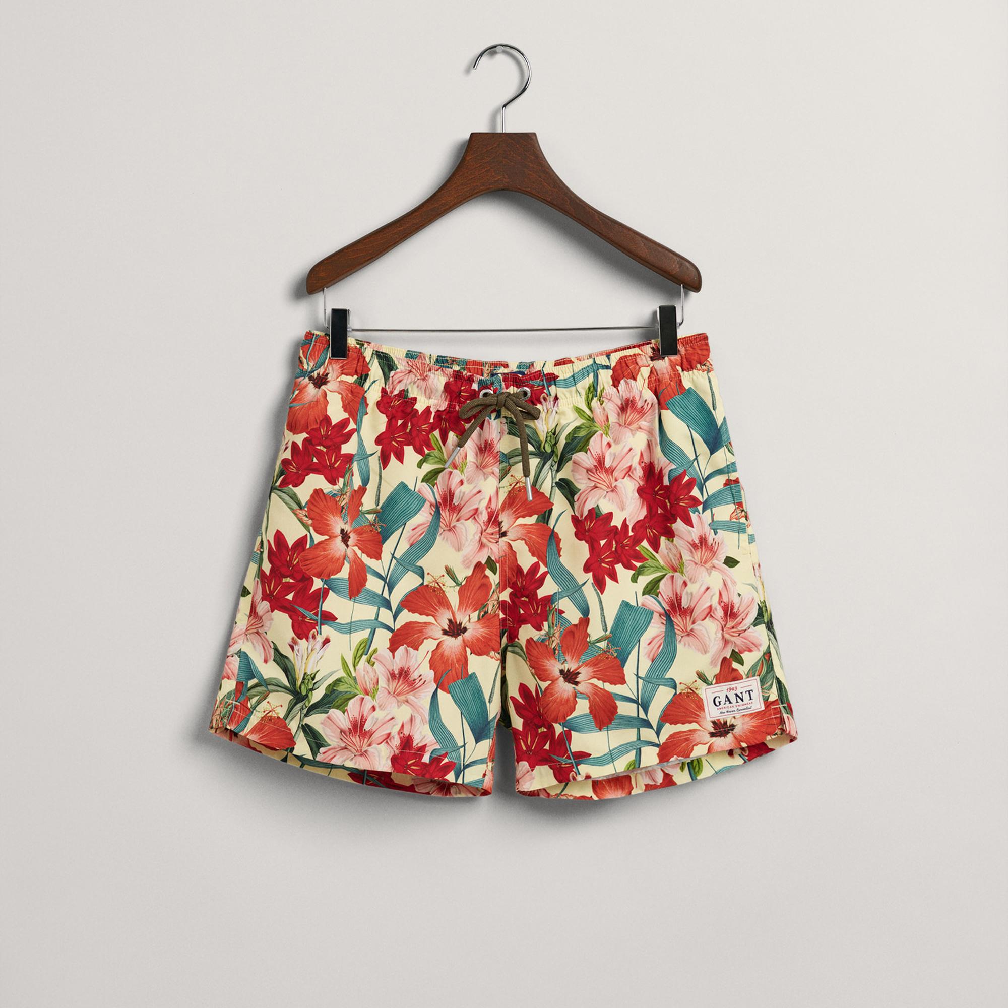 GANT Erkek Sarı Classic Fit Desenli Mayo Şort