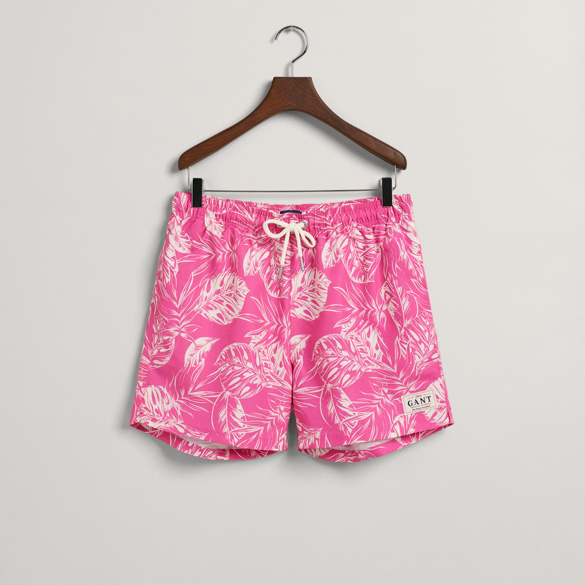 GANT Erkek Pembe Classic Fit Desenli Mayo Şort