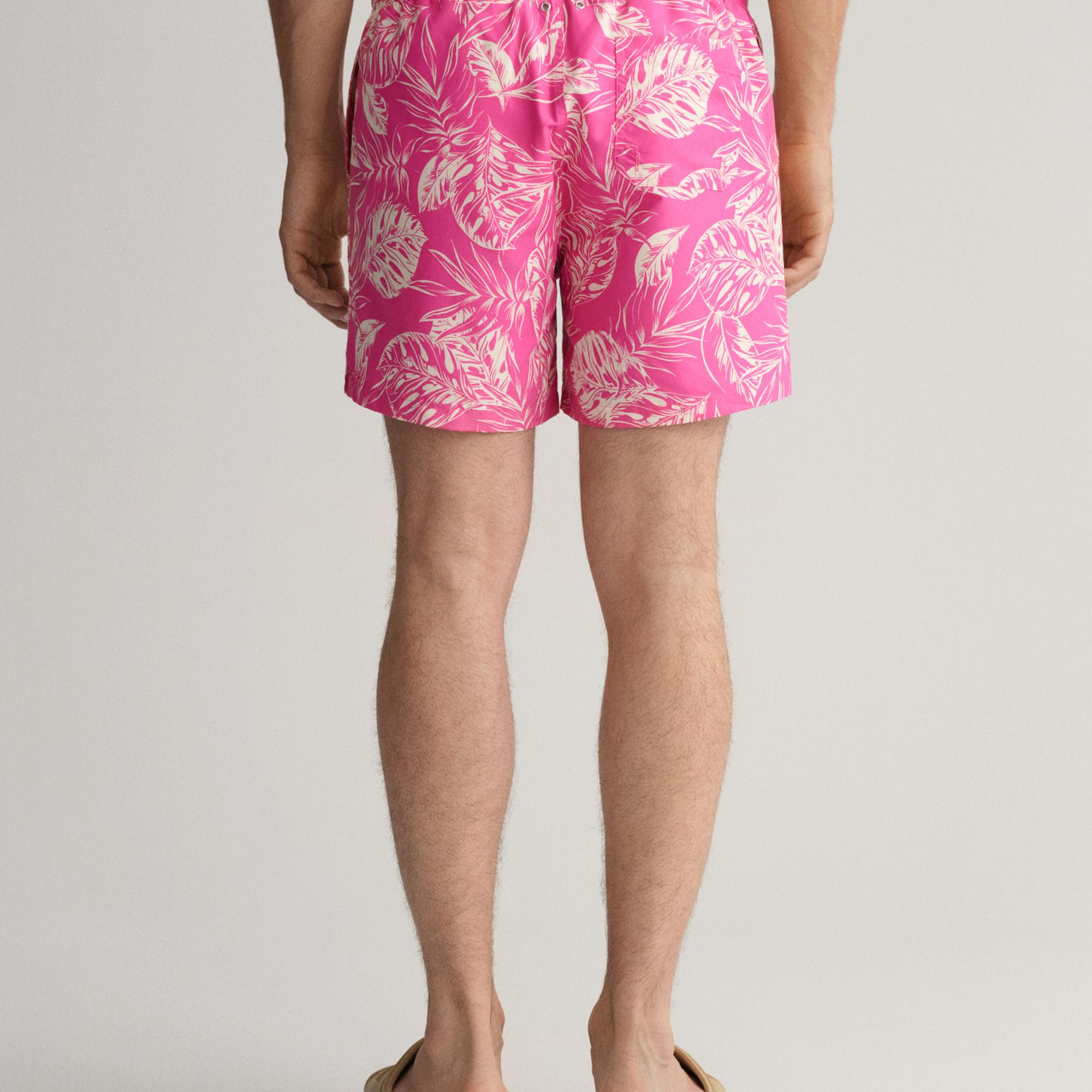 GANT Erkek Pembe Classic Fit Desenli Mayo Şort