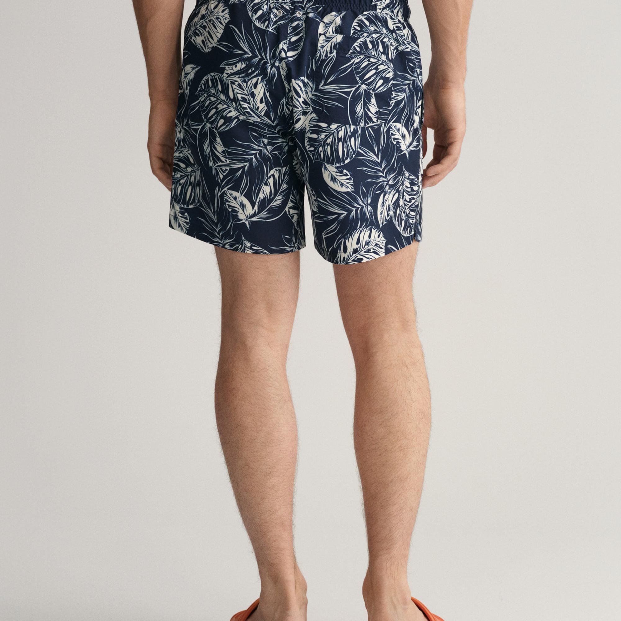 GANT Erkek Mavi Classic Fit Desenli Mayo Şort