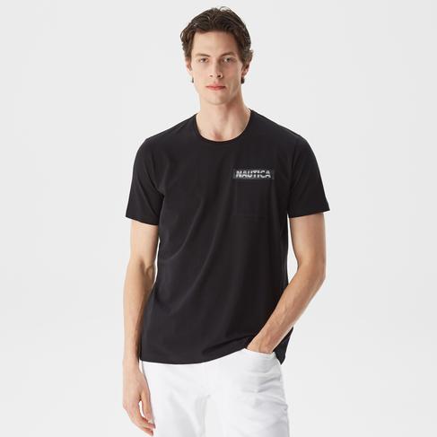  Nautica Erkek Siyah Baskılı Standart Fit T-Shirt