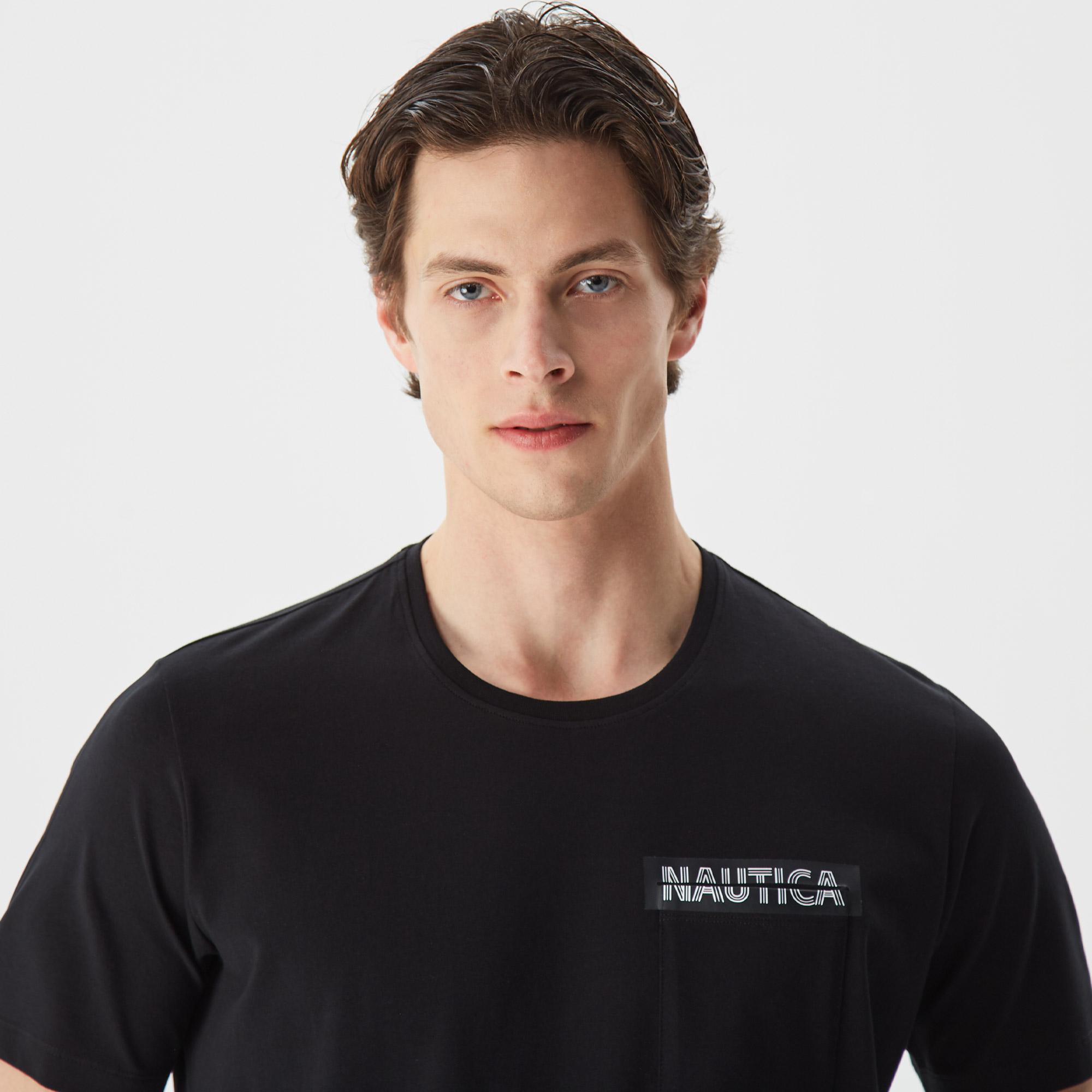 Nautica Erkek Siyah Baskılı Standart Fit T-Shirt