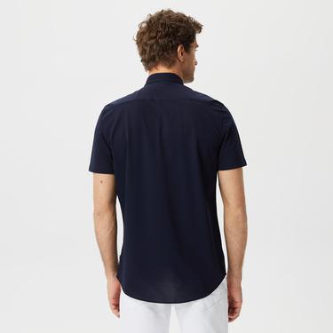  Nautica Erkek Lacivert Slim Fit Kısa Kollu Gömlek