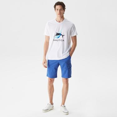  Nautica Erkek Beyaz Desenli Standart Fit T-Shirt