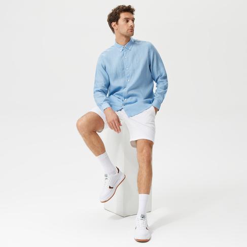  Nautica Erkek Mavi Classic Fit Uzun Kollu Keten Gömlek