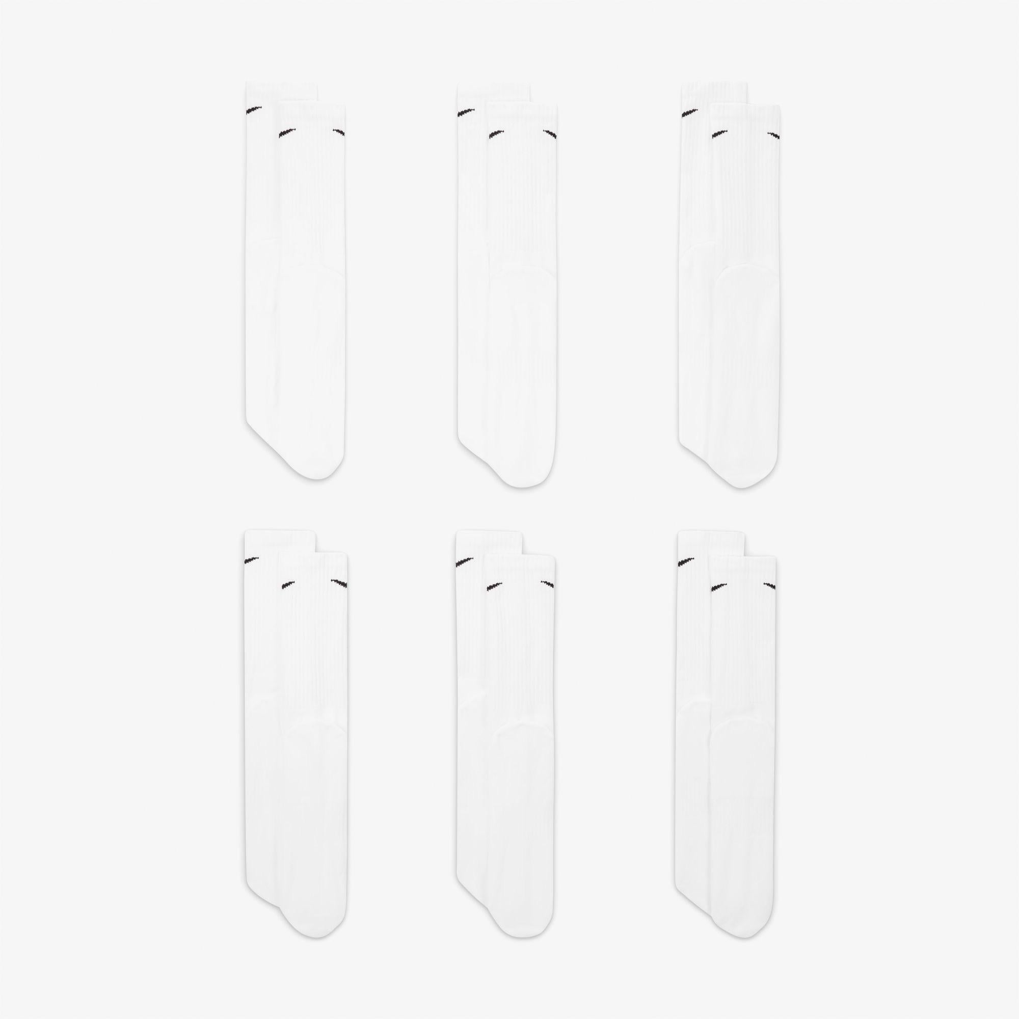 Nike Everyday Cush Crew 6' lı Unisex Beyaz Çorap