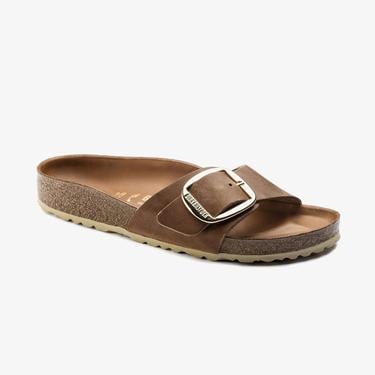  Birkenstock Madrid Big Buckle Leoi Kadın Kahverengi Terlik