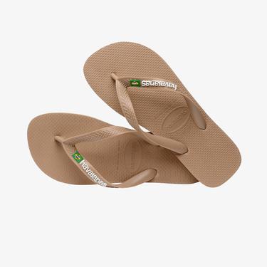  Havaianas Brasil Logo Kahverengi Unisex Pembe Terlik