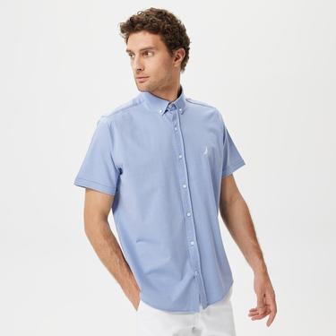  Nautica Erkek Mavi Classic Fit Kısa Kollu Gömlek