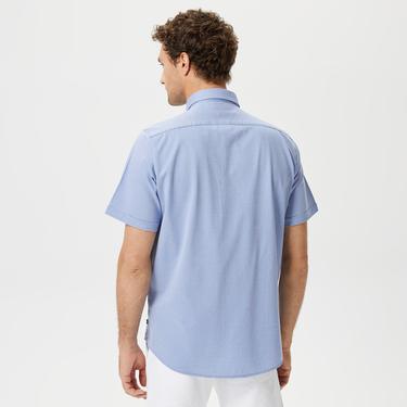  Nautica Erkek Mavi Classic Fit Kısa Kollu Gömlek