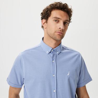  Nautica Erkek Mavi Classic Fit Kısa Kollu Gömlek