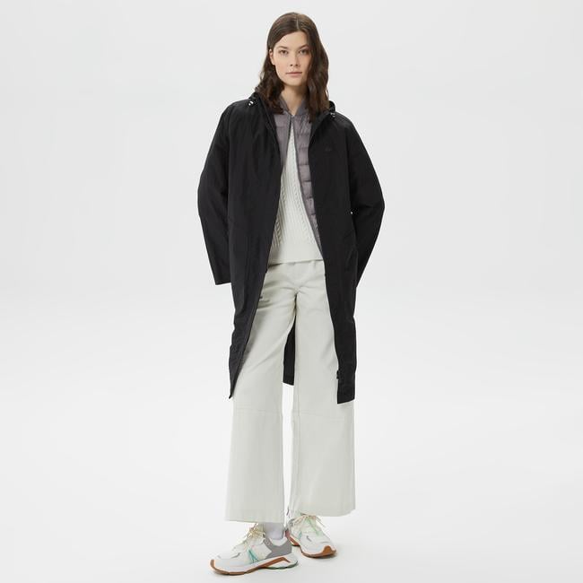  Kadın Kapüşonlu Siyah Mont