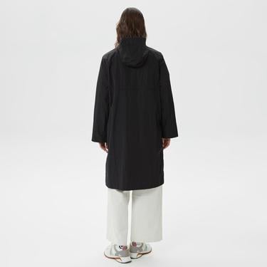  Kadın Kapüşonlu Siyah Mont