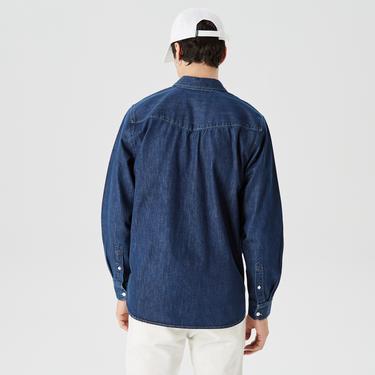  Lacoste Erkek Regular Fit Uzun Kollu Denim Lacivert Gömlek