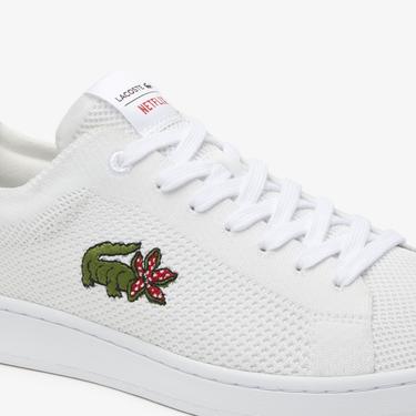  Lacoste x Netflix Piquéé Erkek Carnaby Beyaz Sneaker