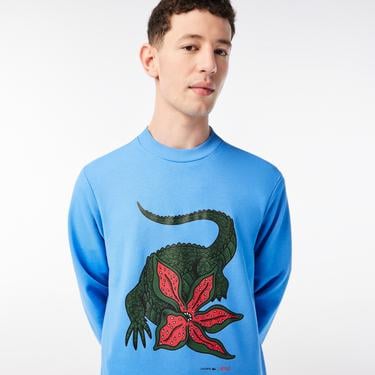  Netflix Erkek Regular Fit Bisiklet Yaka Baskılı Mavi Sweatshirt
