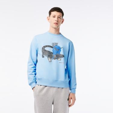  Netflix Erkek Regular Fit Bisiklet Yaka Baskılı Açık Mavi Sweatshirt