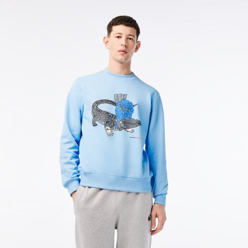  Netflix Erkek Regular Fit Bisiklet Yaka Baskılı Açık Mavi Sweatshirt