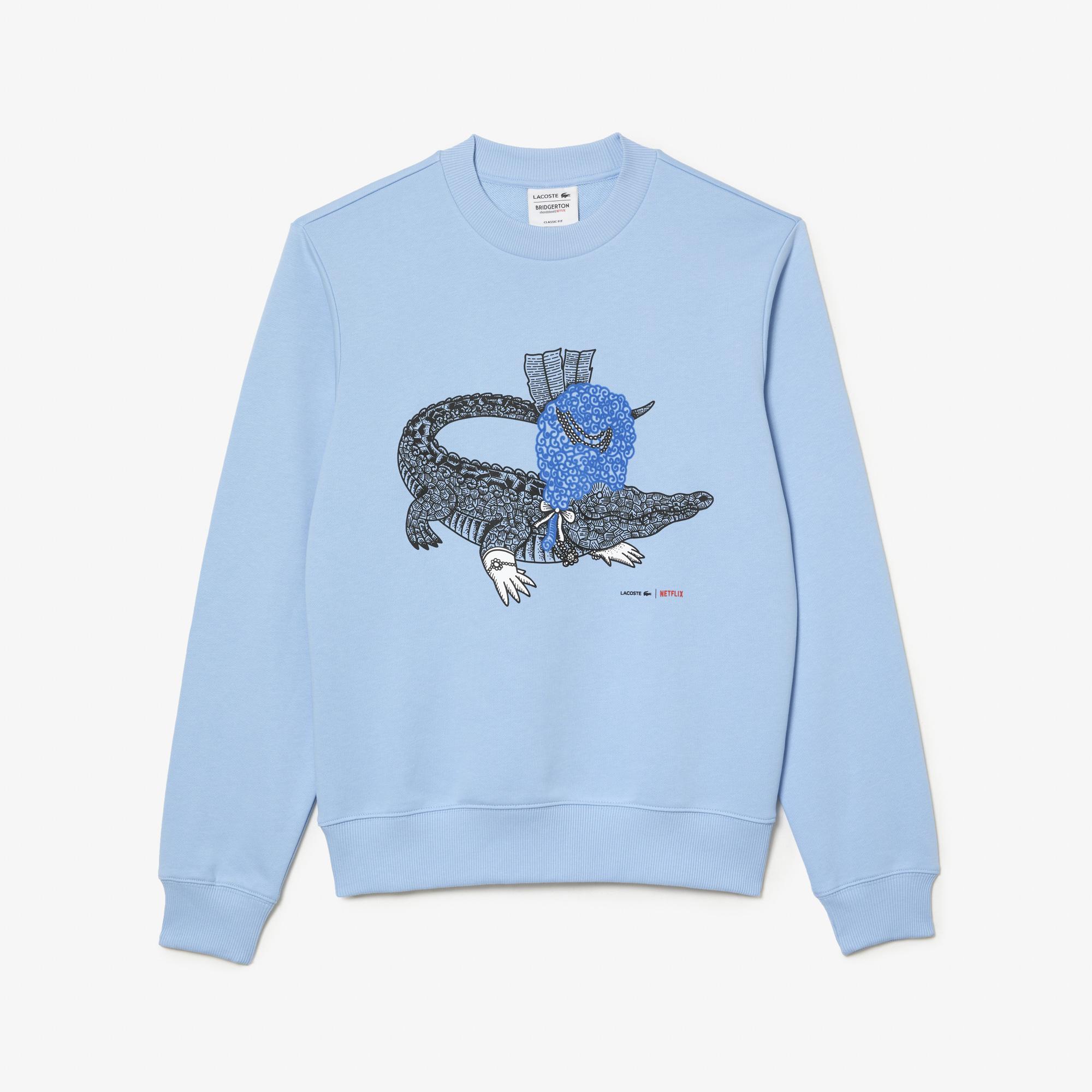 Netflix Erkek Regular Fit Bisiklet Yaka Baskılı Açık Mavi Sweatshirt